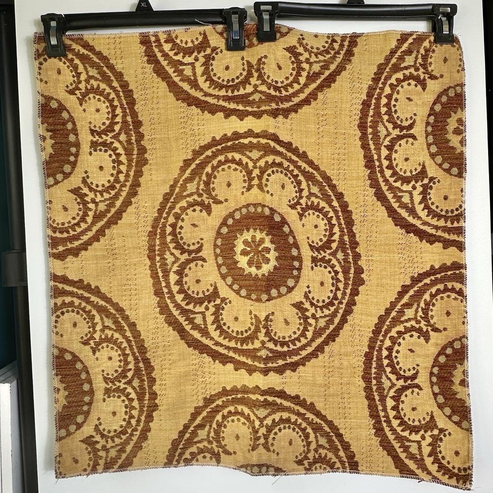 Boho Medallion Tapestry Upholstery Fabric Panel Throw Reversible 24x26 Browns